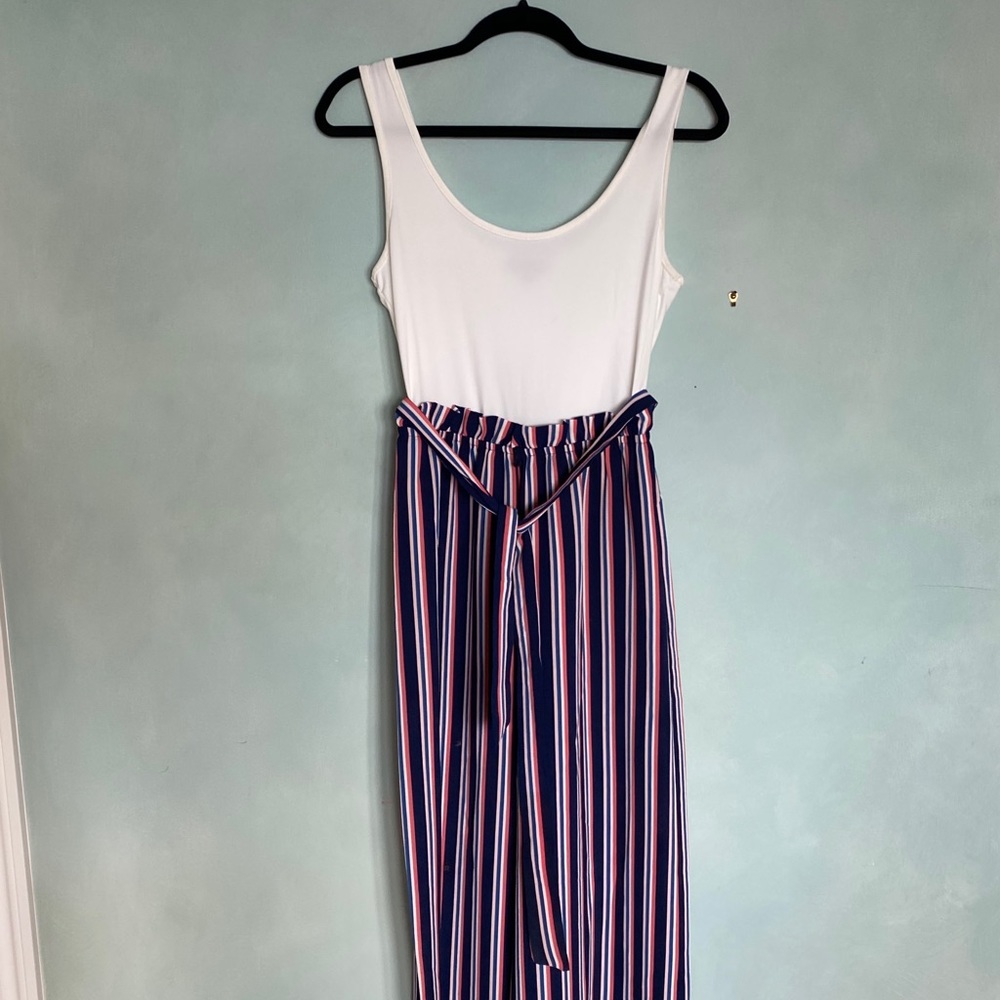 Dark Blue & Pink Striped jumpsuit